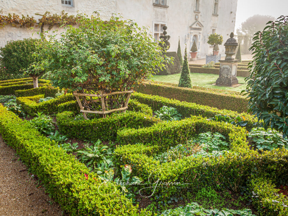 Le jardin du bâtiment à Thiré en Vendée est un jardin qui a été créé de toutes pièces. Le logis central, entièrement rénové est du XVIIe siècle.