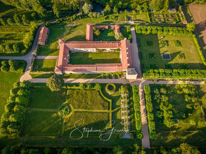 Le Logis de Chaligny photographed from a drone